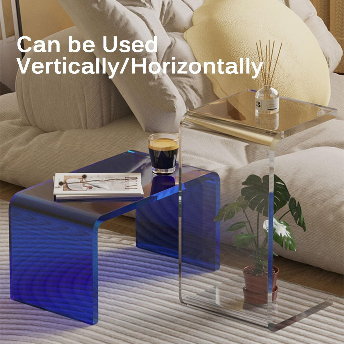 Acrylic U Shaped Side Table 30 x 30 x 55cm R3566
