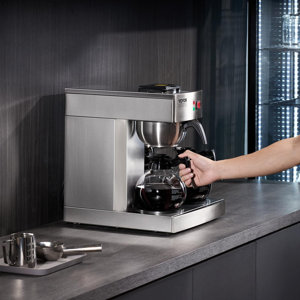 12 Cups Commercial Drip Coffee Maker with 3 Glass Carafes and Warmer Plates F33547