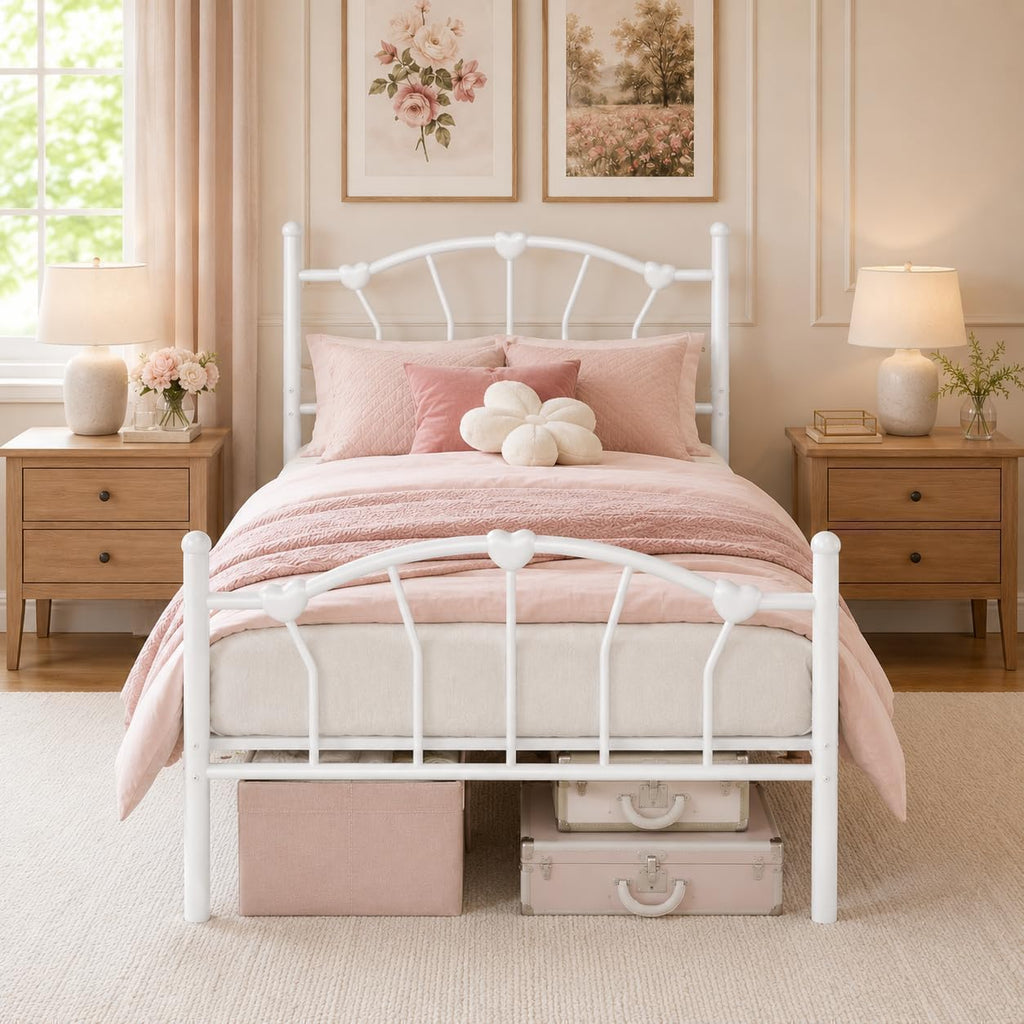 White Twin Metal Bed Frame C76686