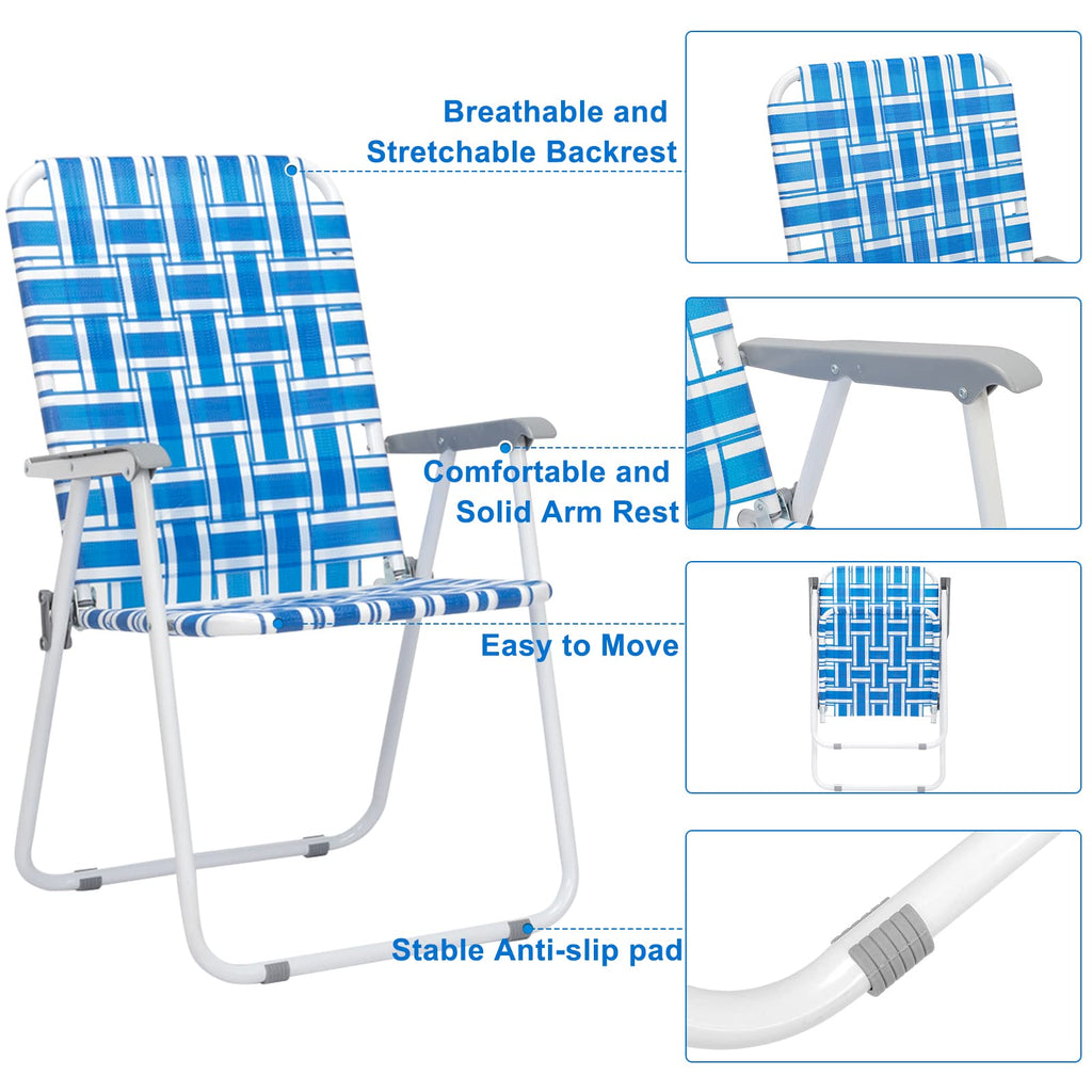 Set of 2 Blue Webbed Folding Lawn Chair Y885456