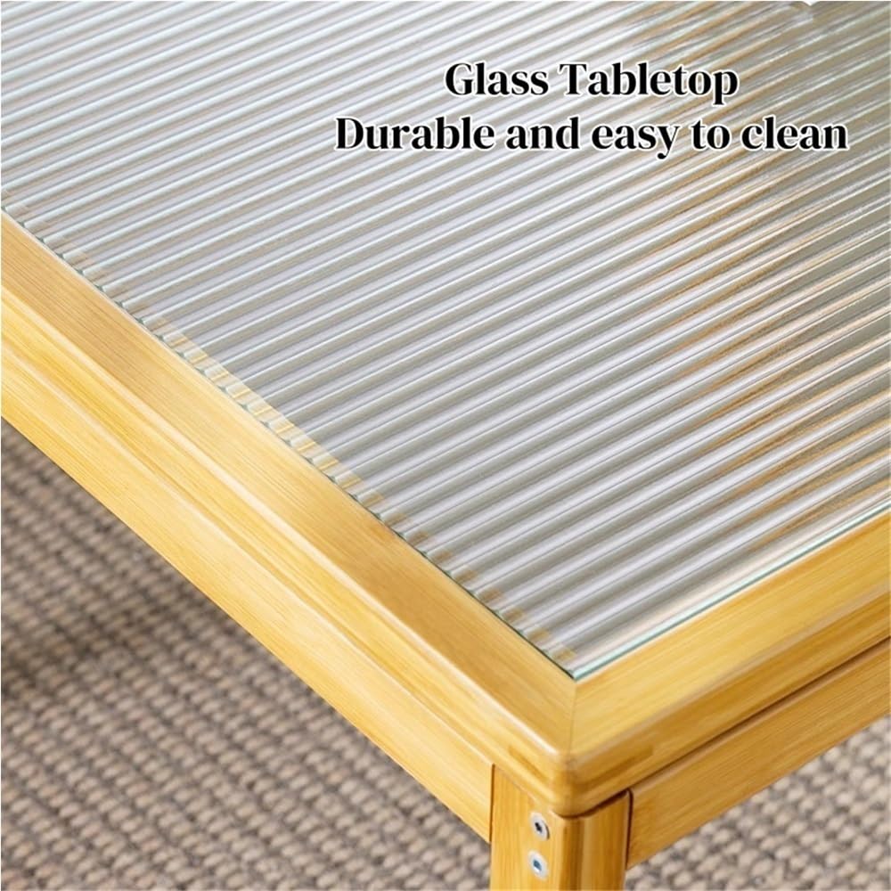 Set of 2 Square Glass Top Rattan Storage Coffee Table A376123