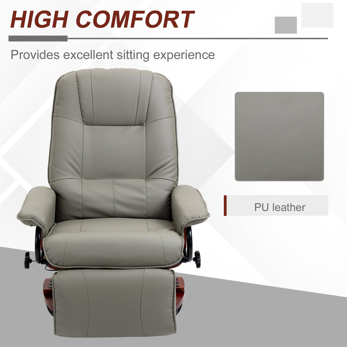 Gray PU Leather Swivel Recliner Chair S4903