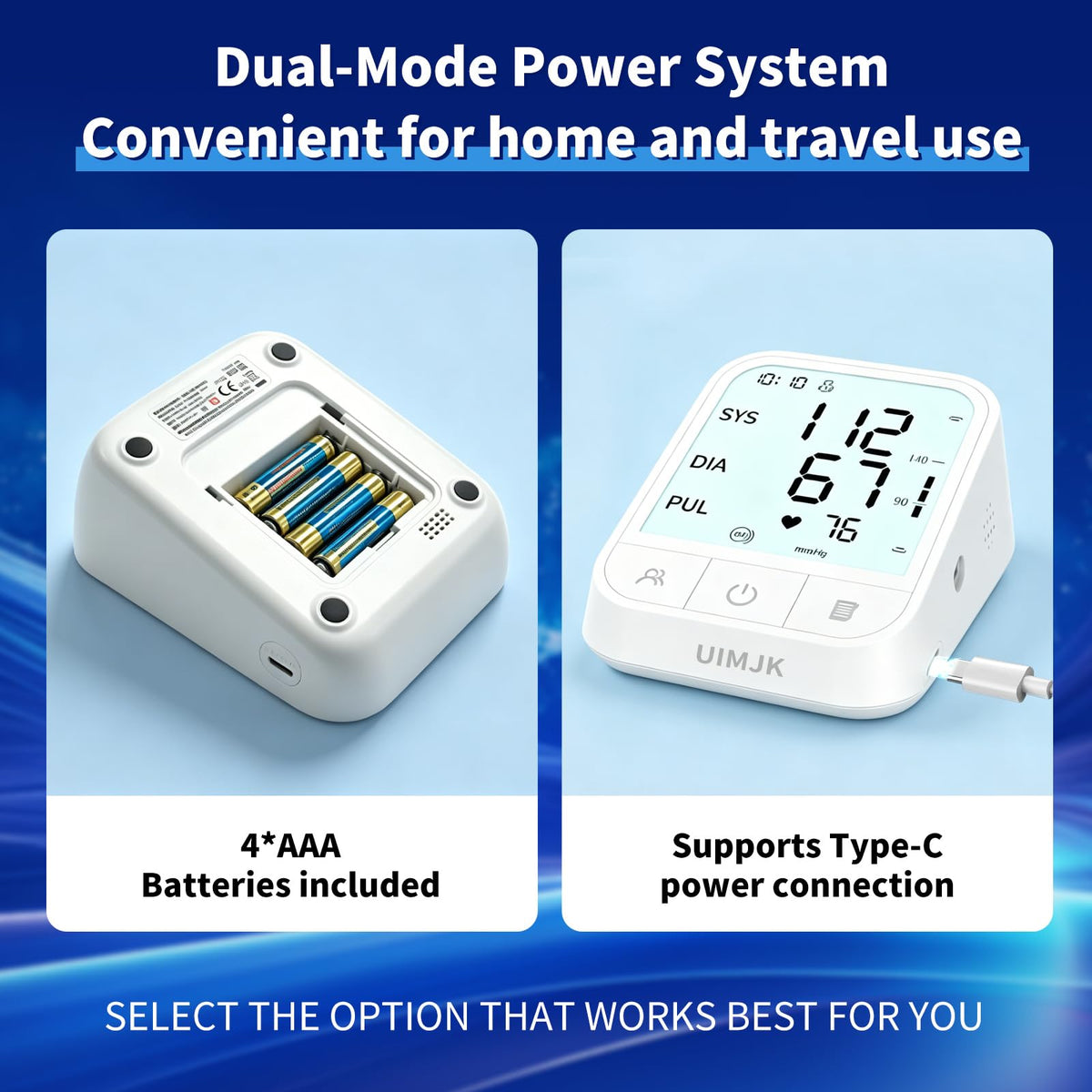 Upper Arm Blood Pressure Monitor, Automatic Digital with Voice Broadcast & Irregular Heartbeat Detection, Backlit LED Display, Adjustable Cuff 8.66-16.5'', 2x99 Memory & Guest Mode, AAA & Type-C O711
