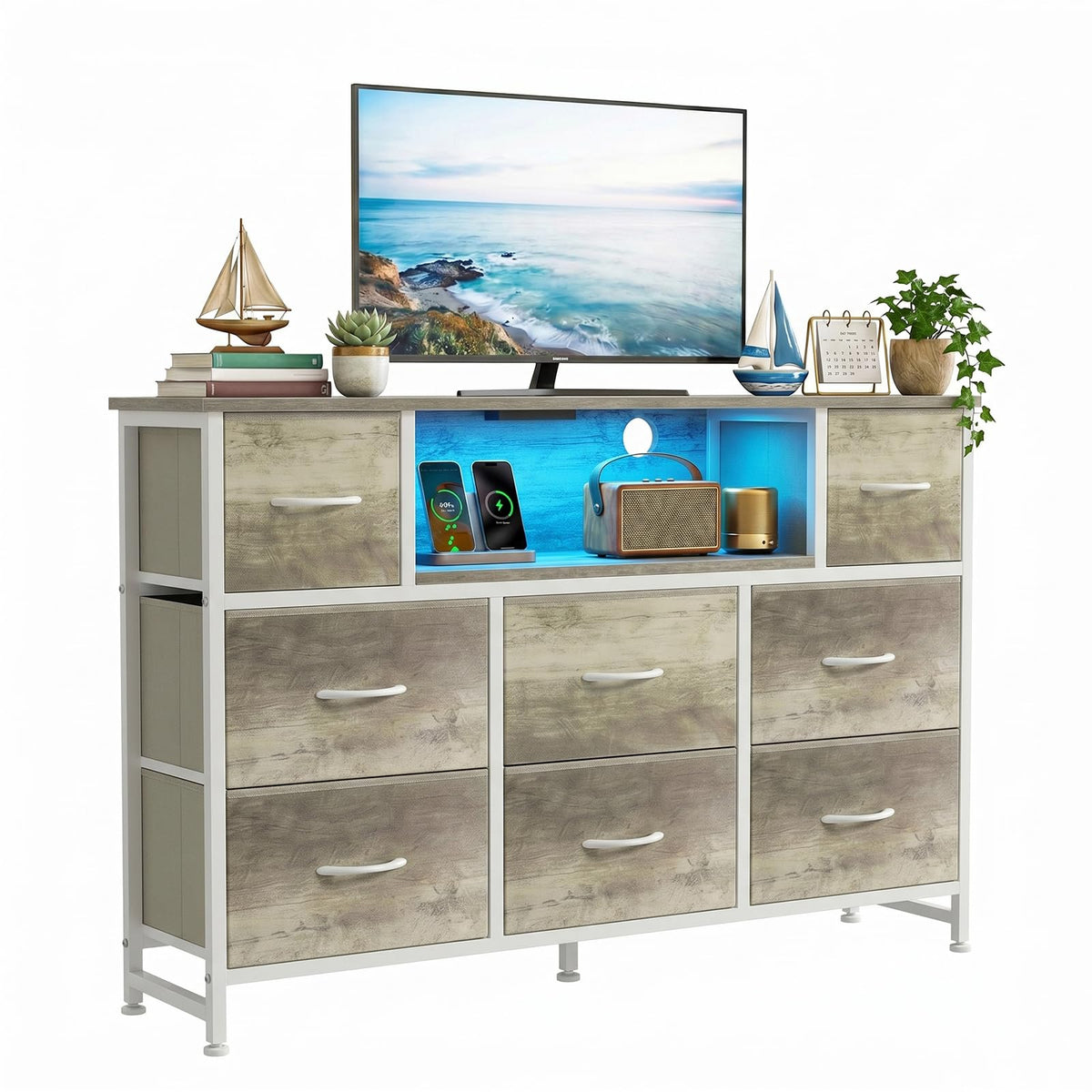 8 Drawer TV Stand with Charging Station J2339