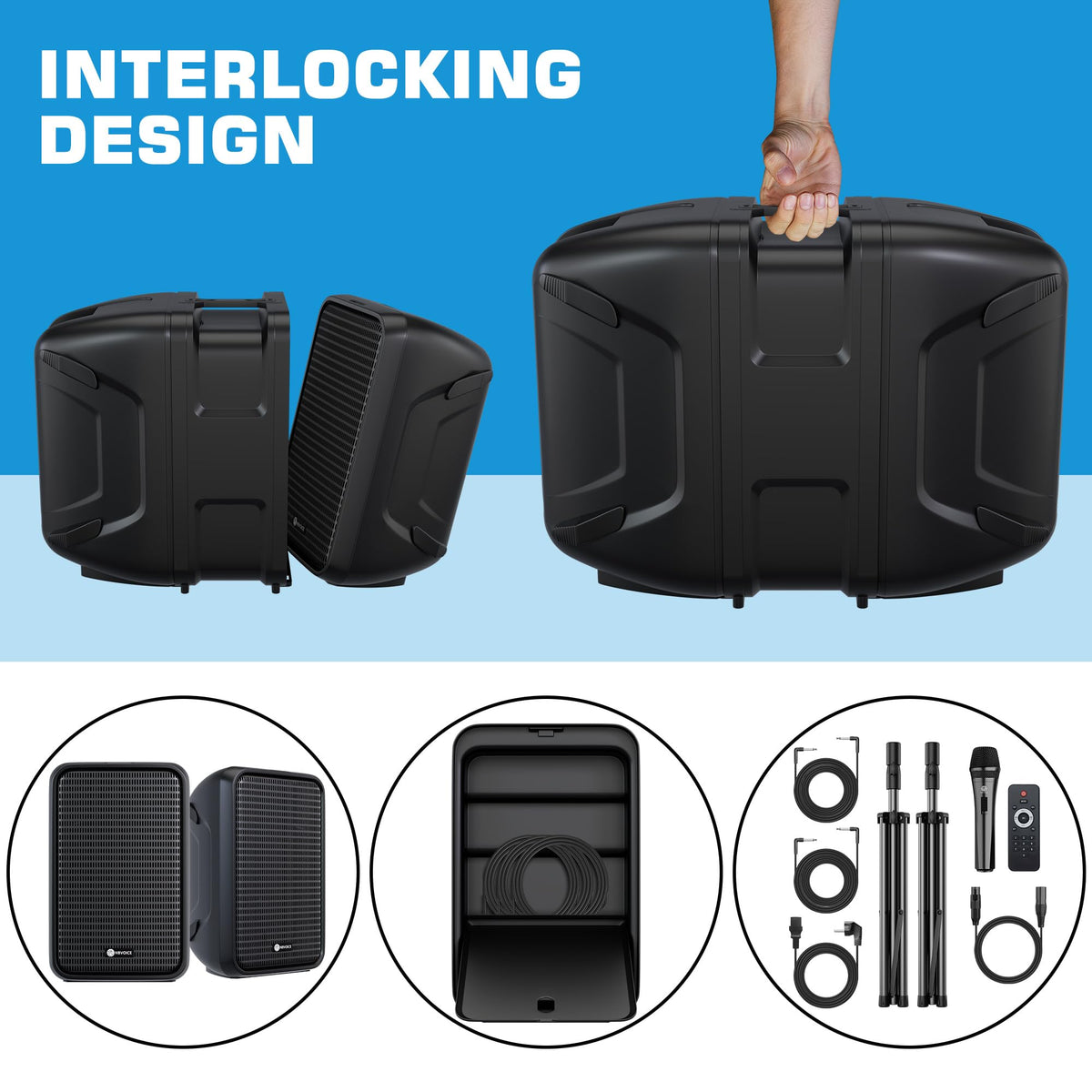 Portable All-in-One 2-Way PA System with 8-Channel Mixer H7124