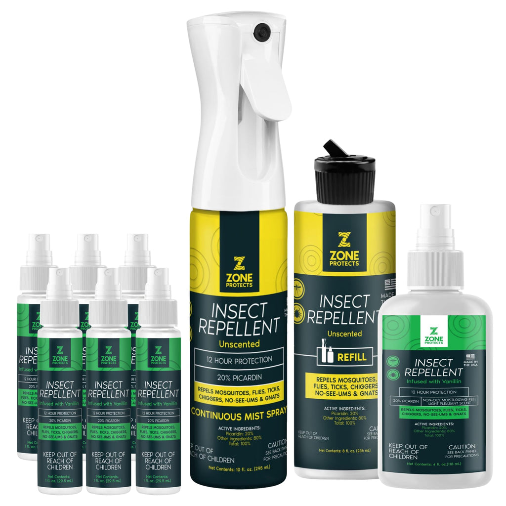 Unscented 10oz + 8oz Refill and Scented 4oz + Six 1oz Picaridin Insect Repellent Sprays A176762