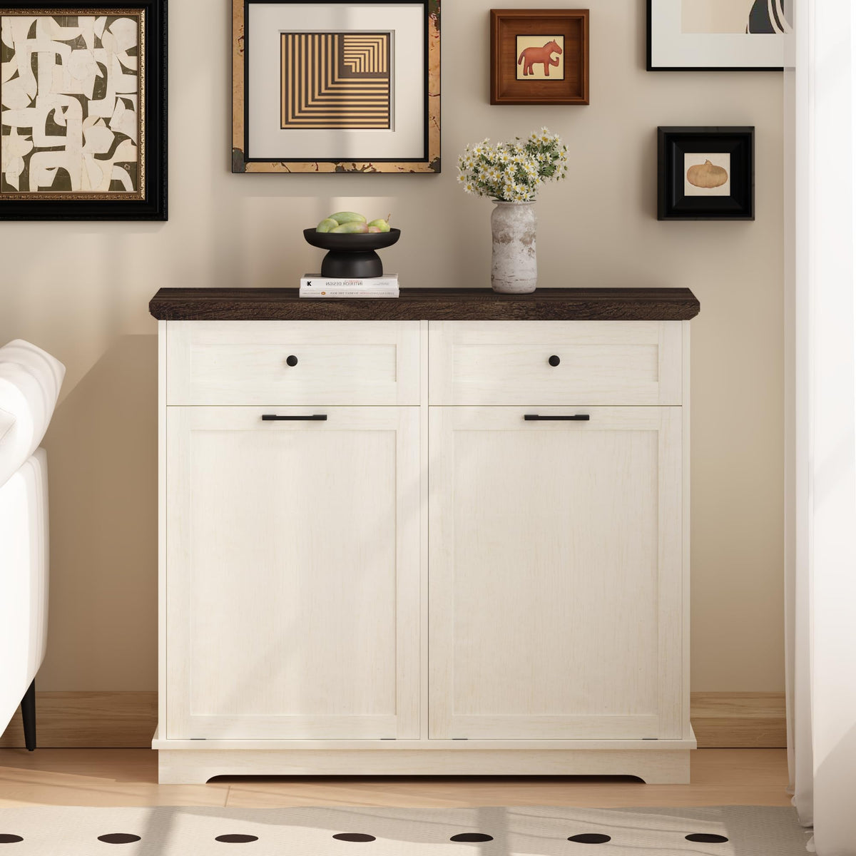 20 Gallon Wood Trash Can Cabinet Z995