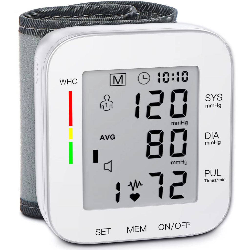 White Wrist Blood Pressure Monitor with Carrying Case V266