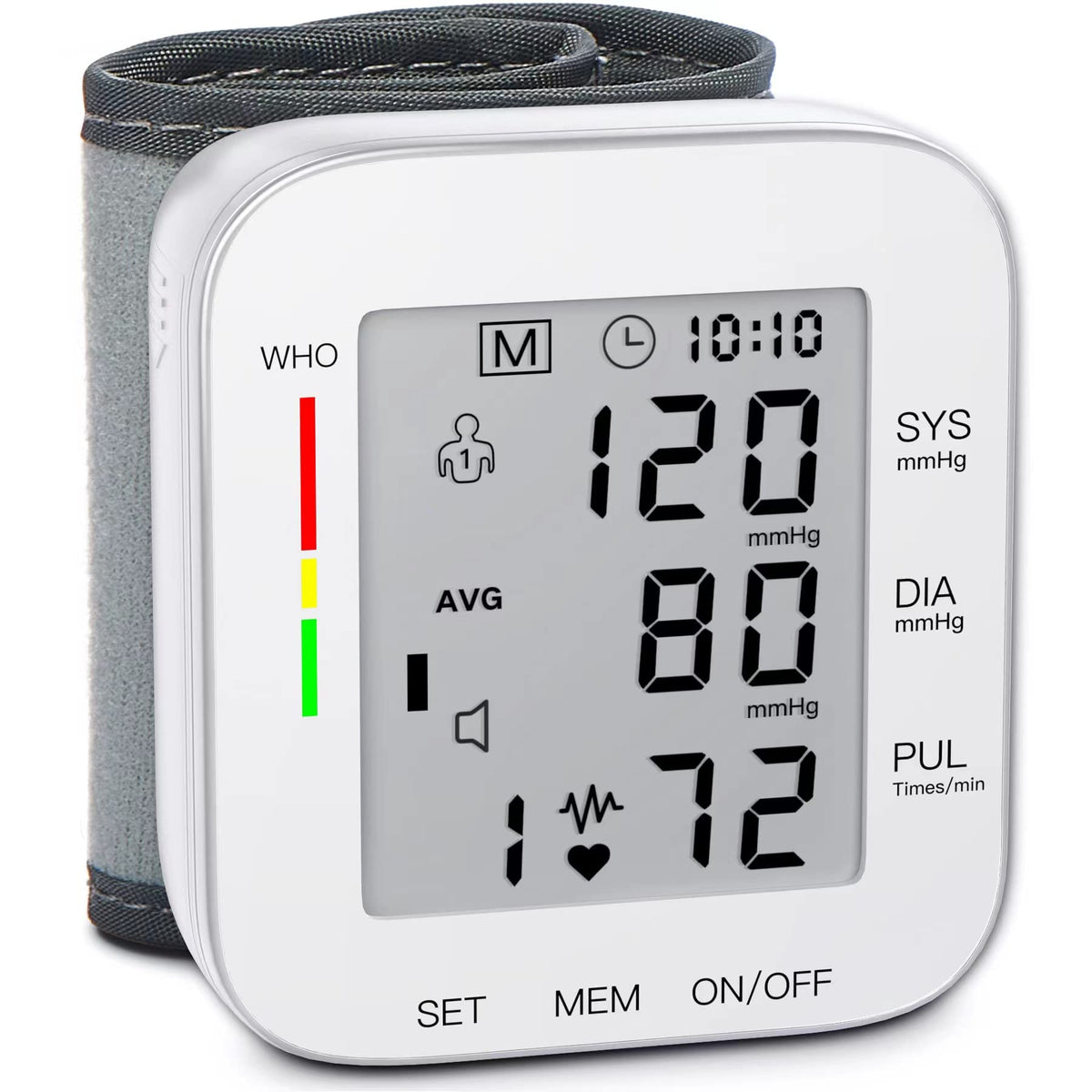 White Wrist Blood Pressure Monitor with Carrying Case V266