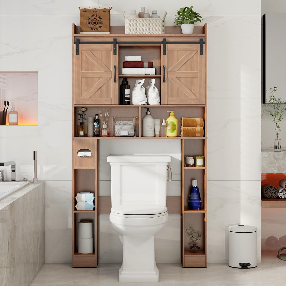 Over The Toilet Cabinet with Sliding Doors A42874