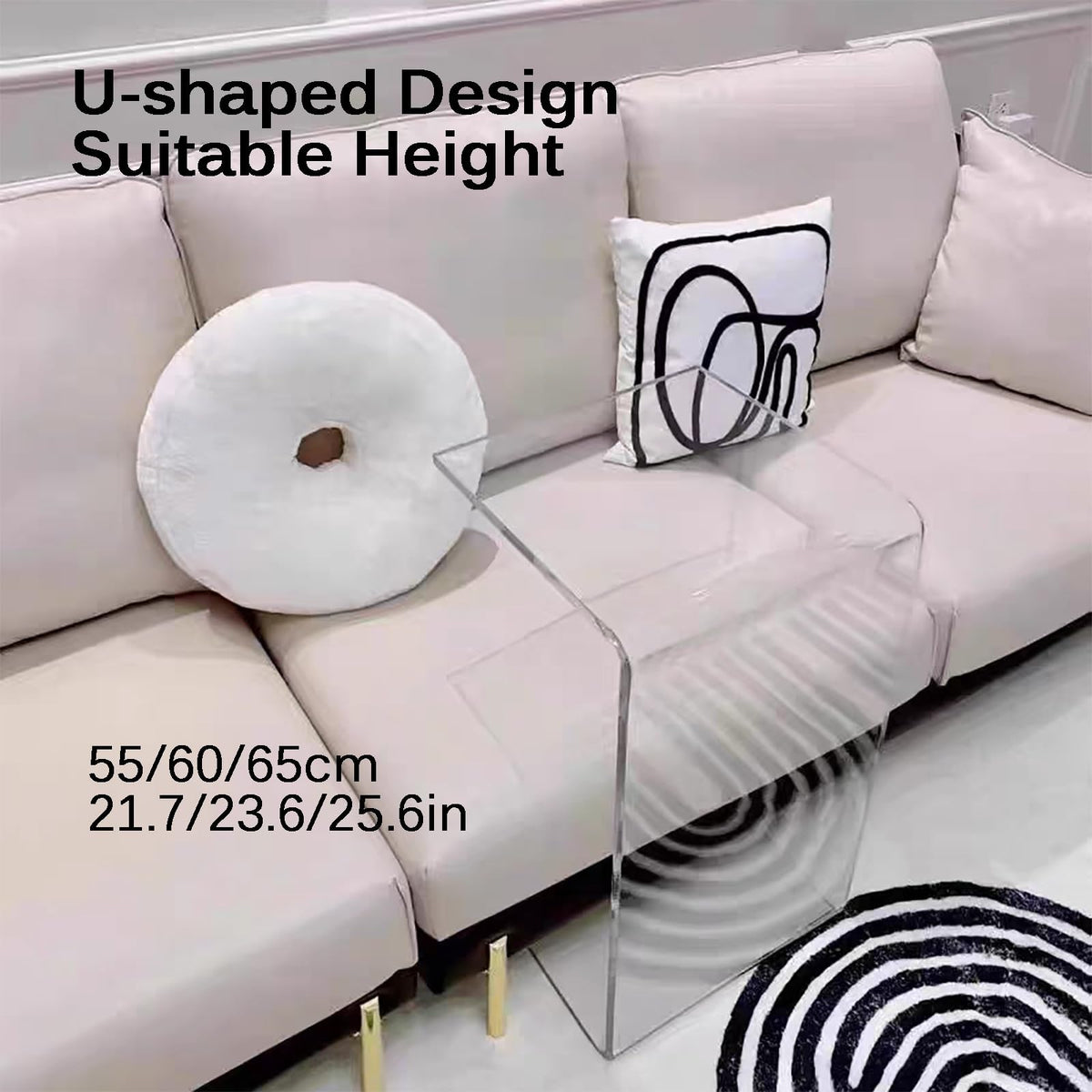 Acrylic U Shaped Side Table 30 x 30 x 55cm R3566