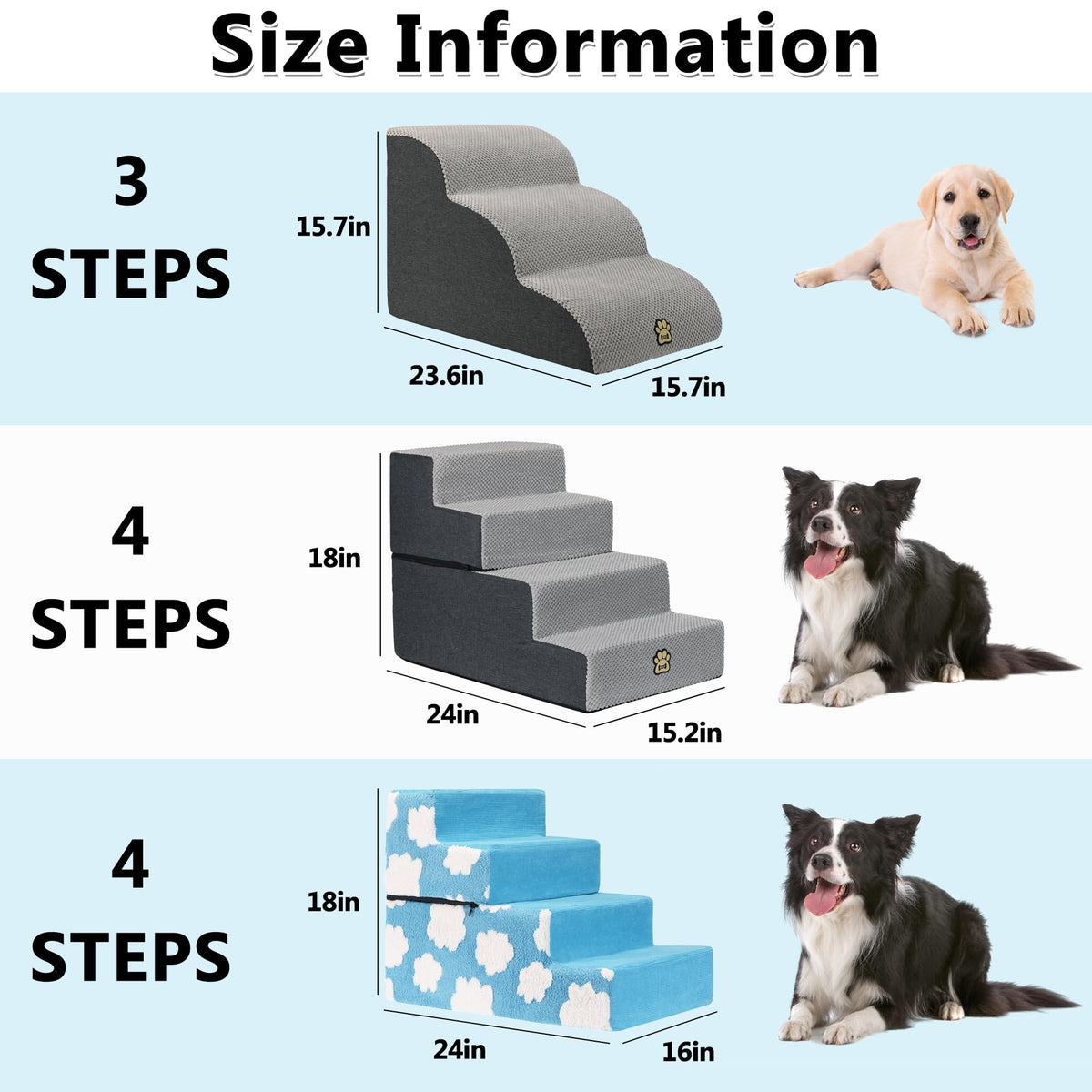 4-Step Foam Dog Stairs, 18-Inch, Gray T489