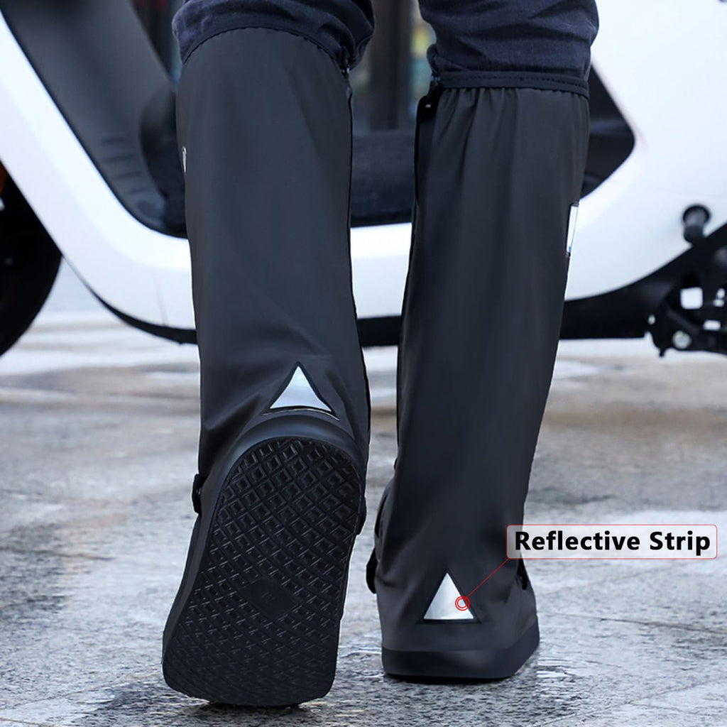 Black Waterproof Rain Boot Shoe Cover with Reflector U269