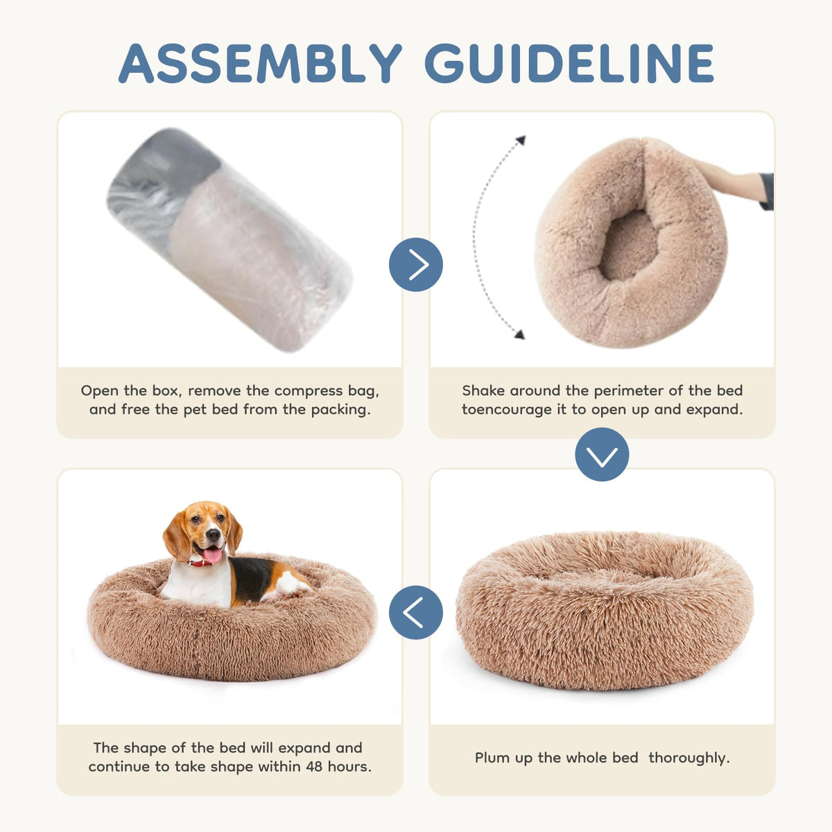 30.7 Inch Fluffy Faux Fur Plush Dog Bed V281