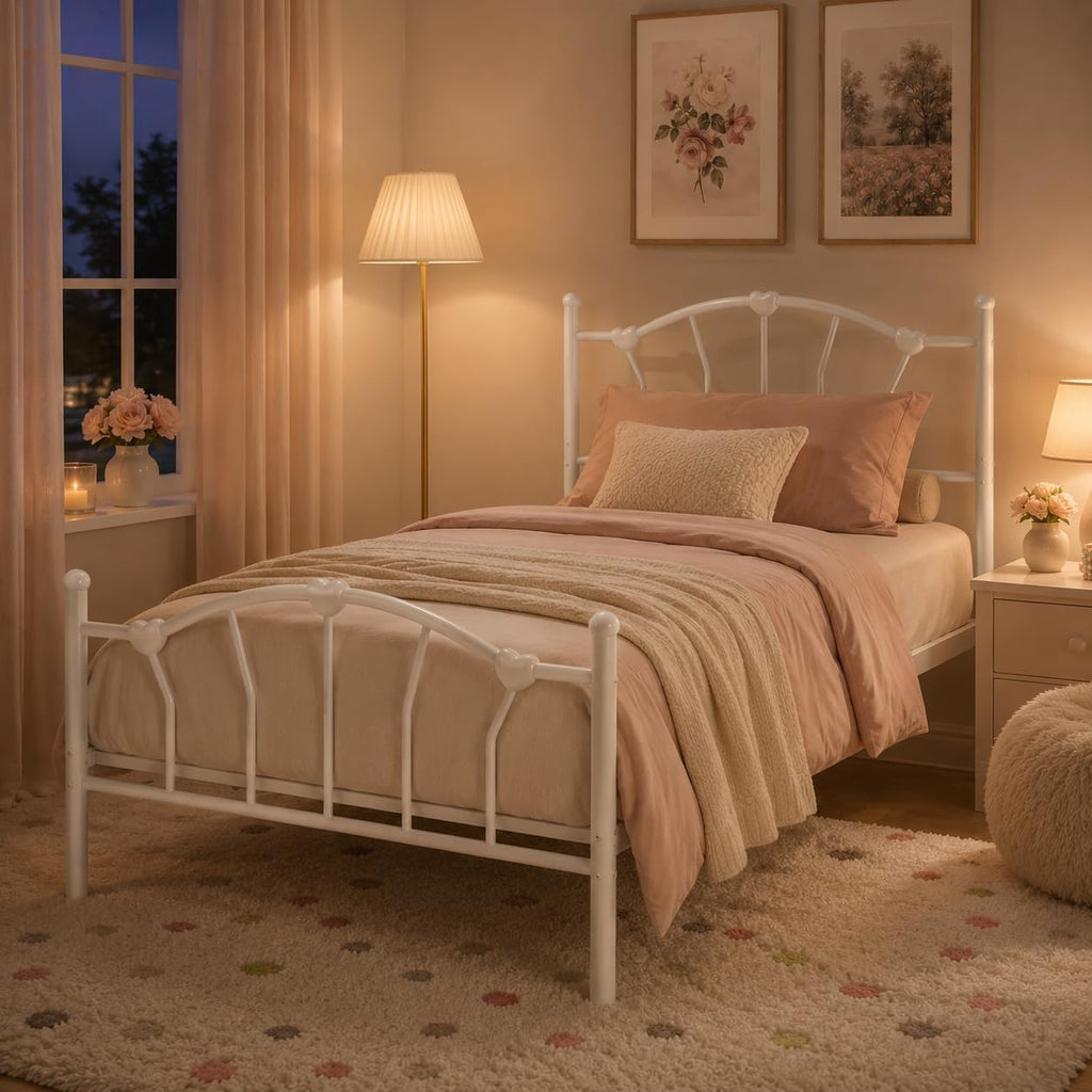White Twin Metal Bed Frame C76686