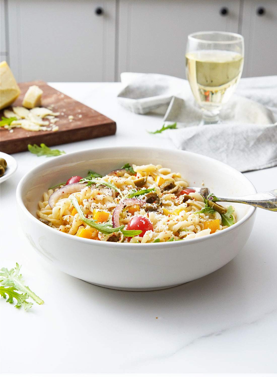 45 oz White Pasta Bowls Set of 4 Q42494