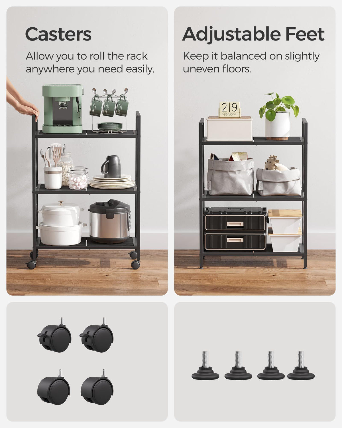 3-Tier Steel Storage Rack with Wheels P616