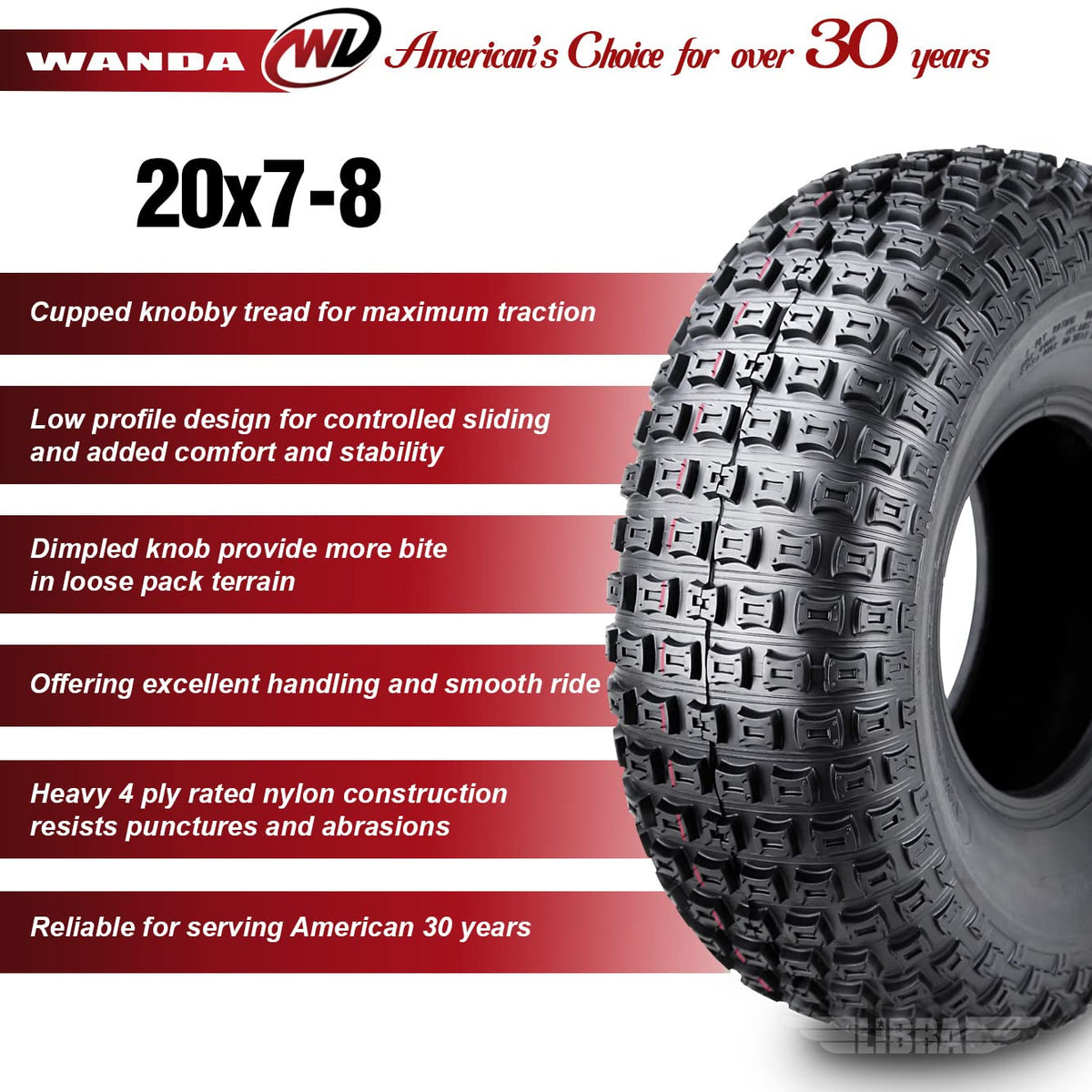 Set 2 ATV Tires 20x7-8 4PR W665341