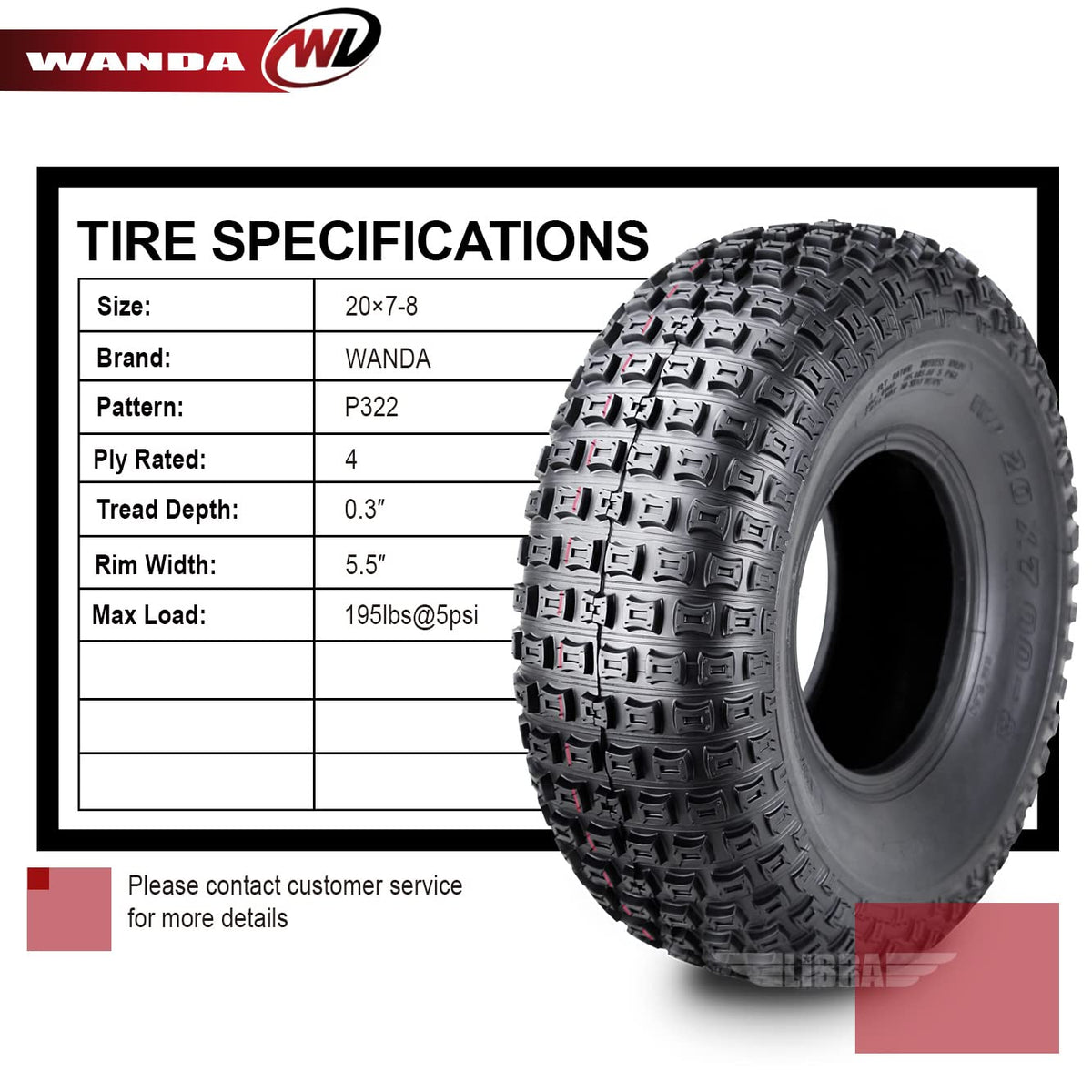 Set 2 ATV Tires 20x7-8 4PR W665341