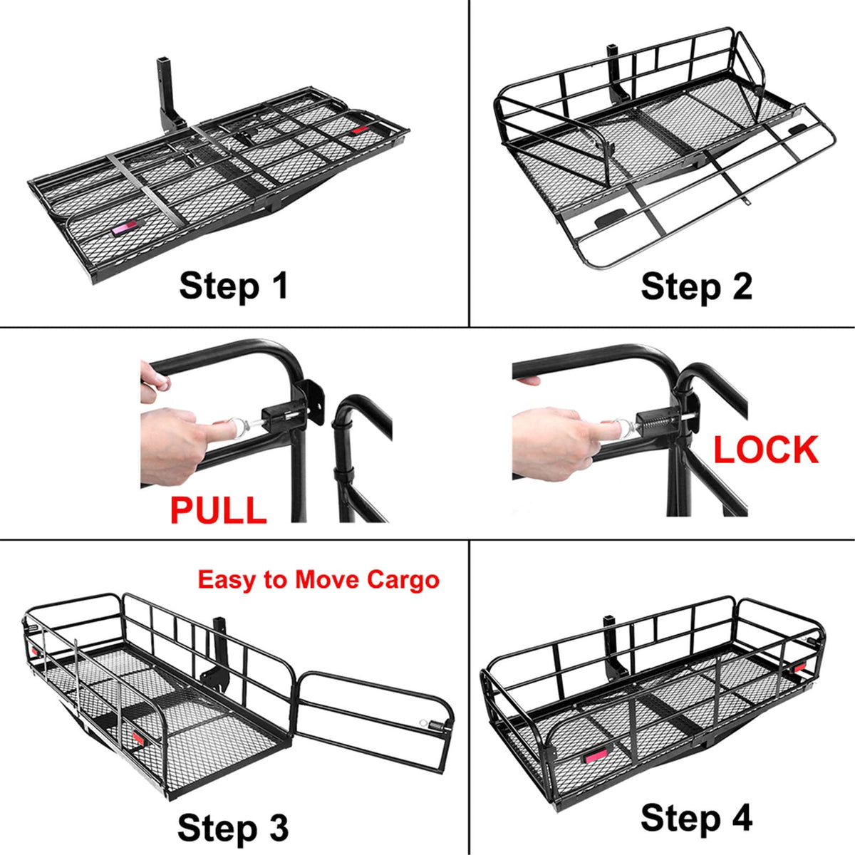 Heavy Duty Folding Hitch Mount Cargo Carrier 60" x 24" x 14.4" I908