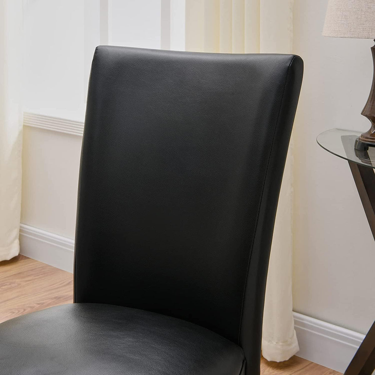 Set of 2 Black Faux Leather Dining Chairs F43400