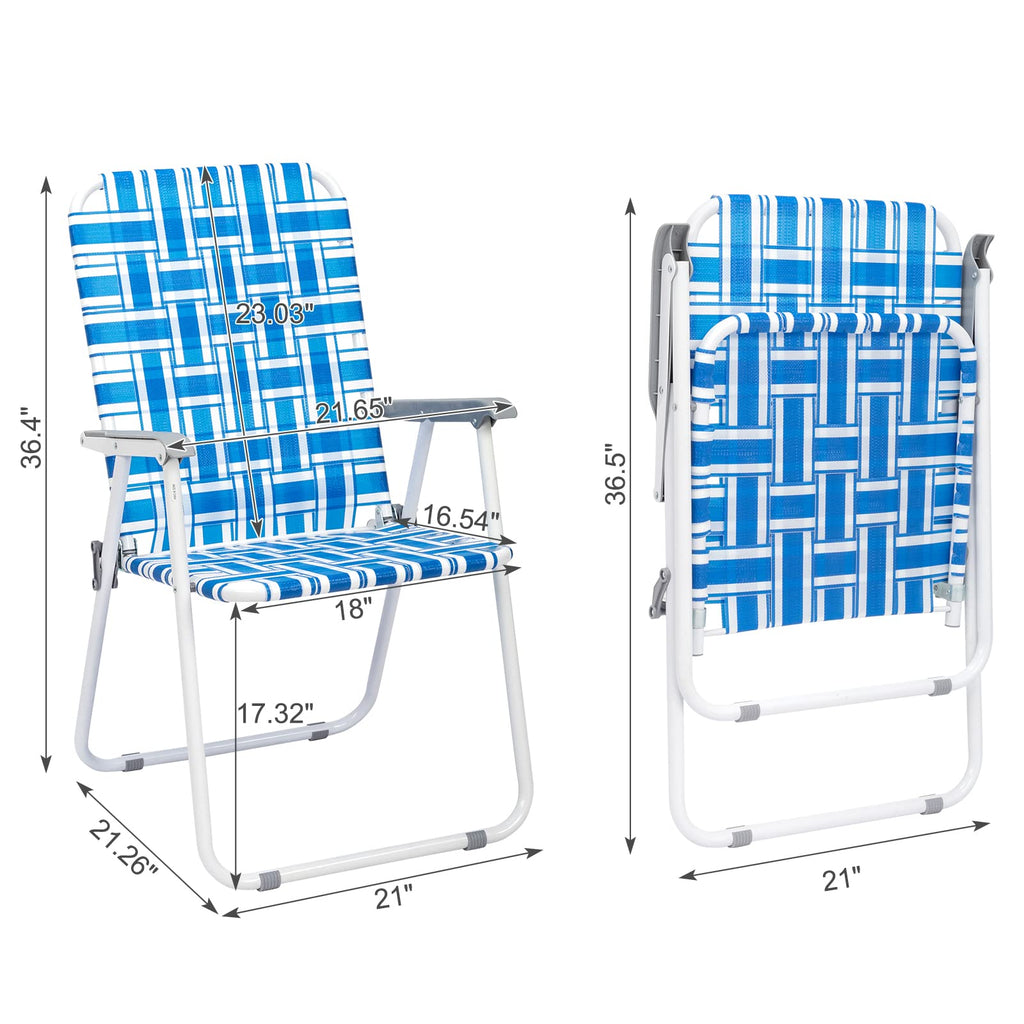 Set of 2 Blue Webbed Folding Lawn Chair Y885456