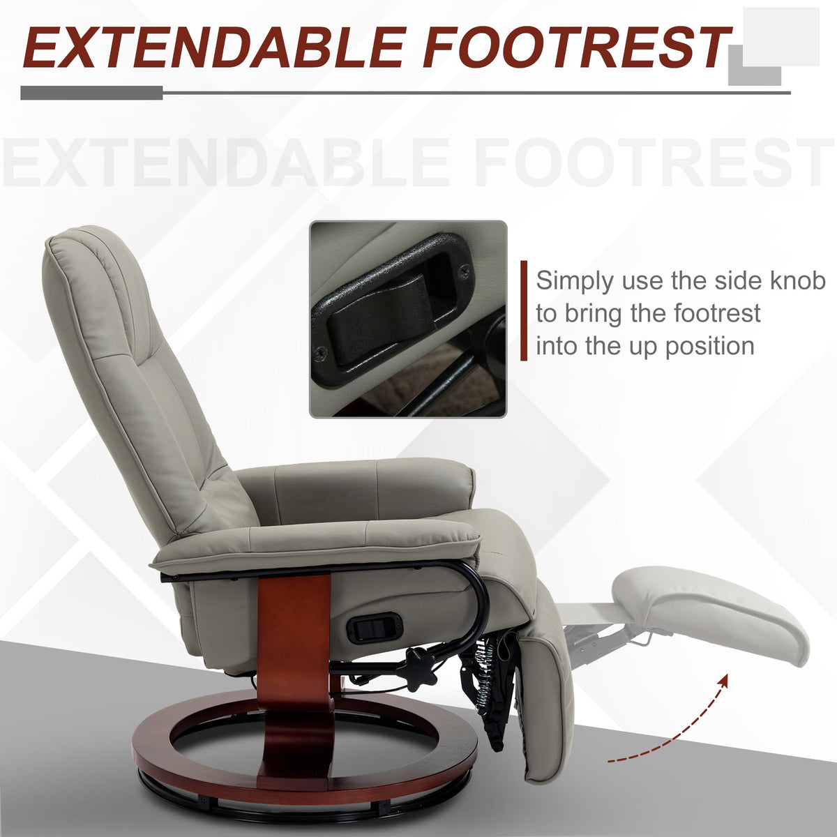 Gray PU Leather Swivel Recliner Chair S4903