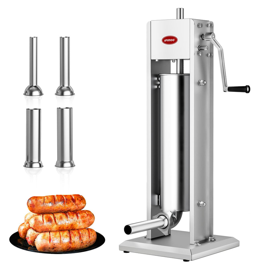 7L Stainless Steel Vertical Sausage Stuffer with 4 Stuffing Tubes P13144