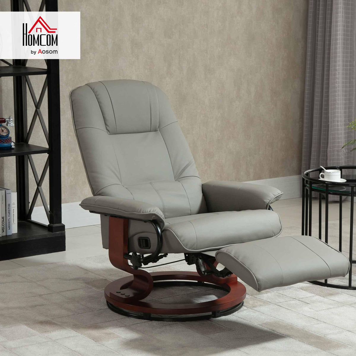 Gray PU Leather Swivel Recliner Chair S4903