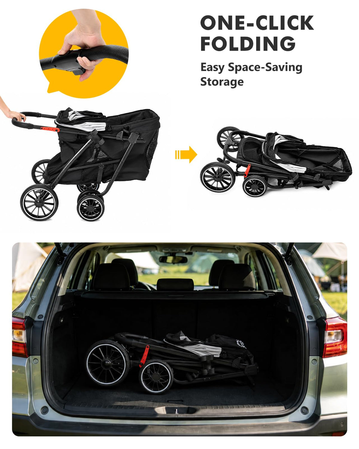 Black Foldable Dog Stroller Y42739