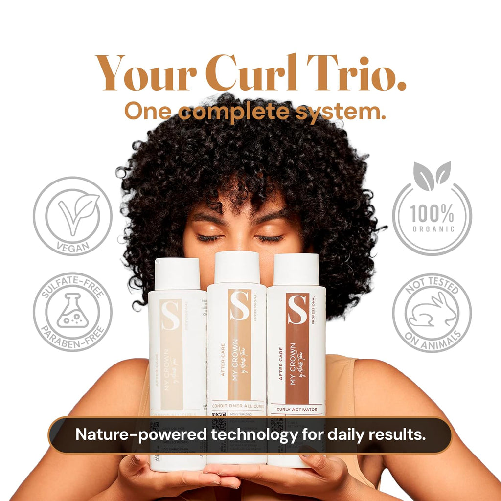 Curly Hair Shampoo Conditioner & Curl Cream Kit, 3x16.9oz Z319113