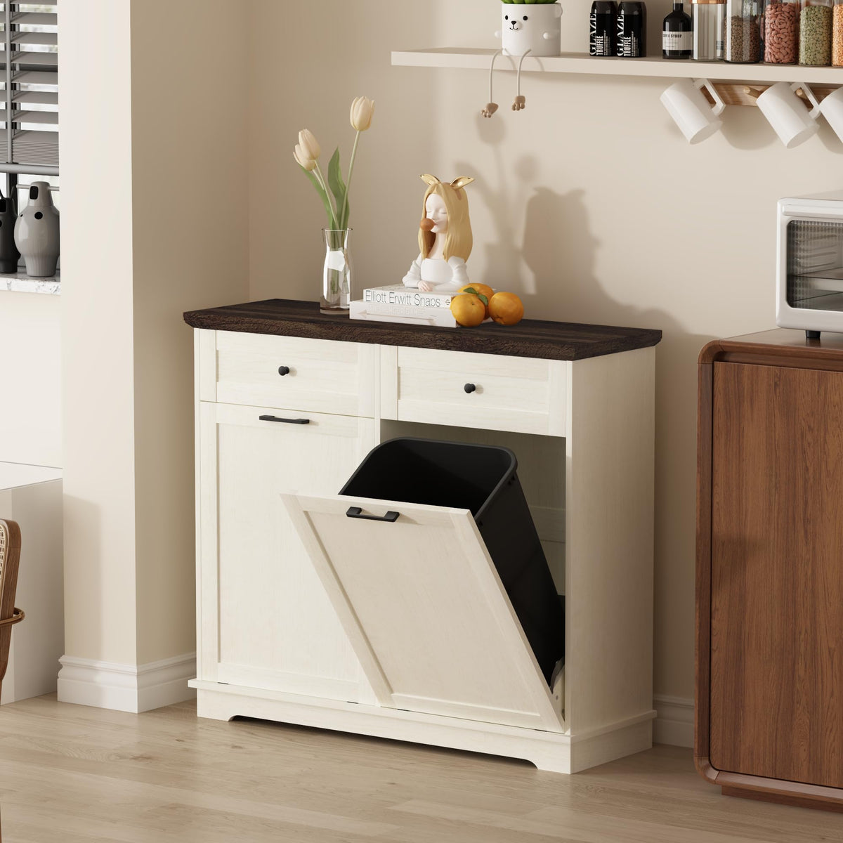 20 Gallon Wood Trash Can Cabinet Z995