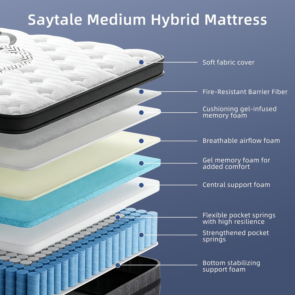 Full Size 12 Inch Medium Firm Hybrid Spring Mattress Z64115