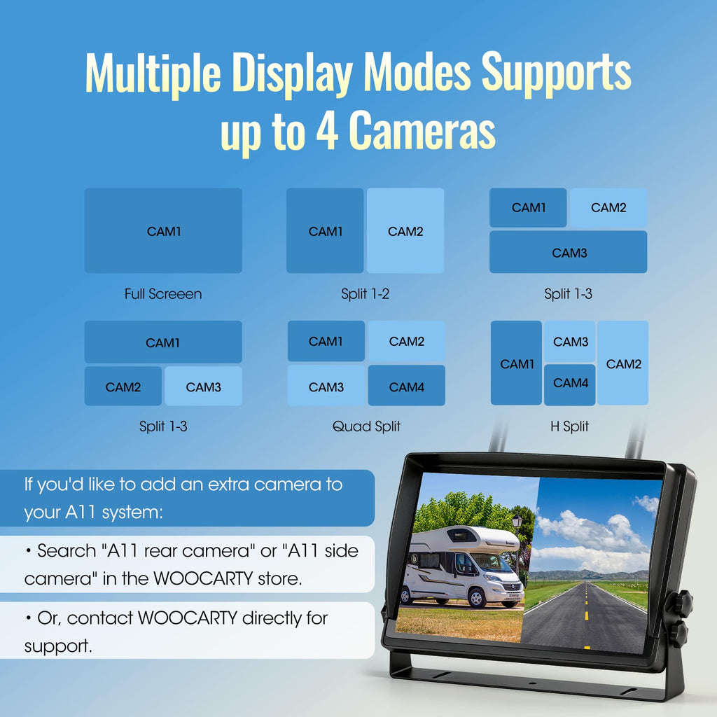 7" Wireless Backup Camera System with DVR Split Screen Monitor V27037