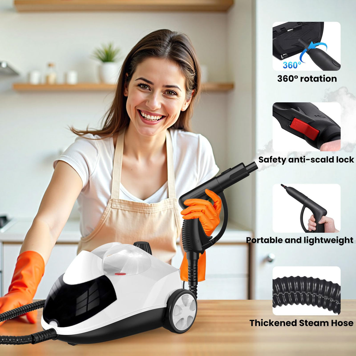 1.5L 6-in-1 Steam Cleaner with 8 Accessories O92748