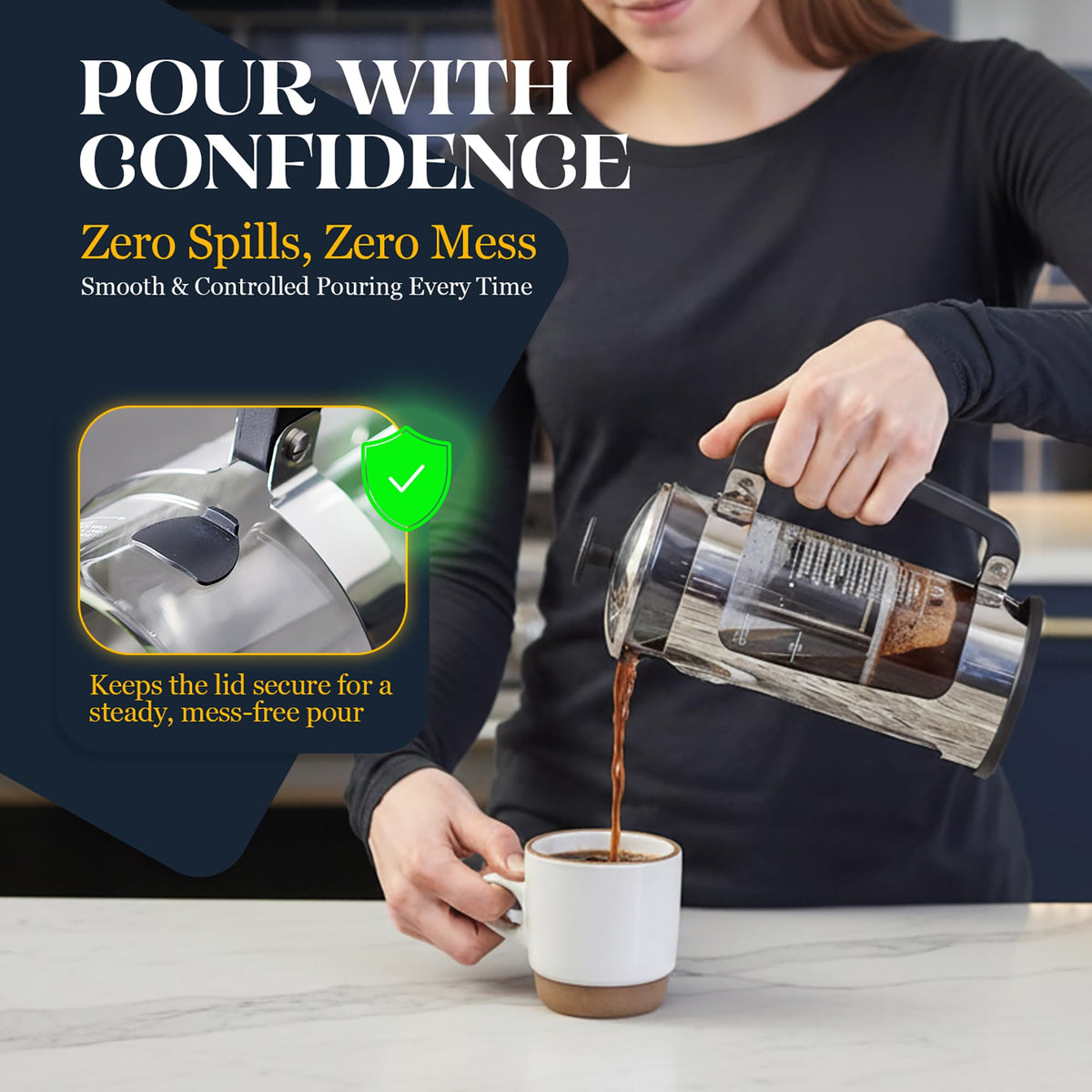 32oz Stainless Steel French Press Coffee Maker G448196