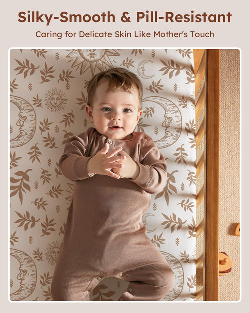 28x52x8in Fitted Crib Sheet 3 Pack Microfiber White Brown L10185