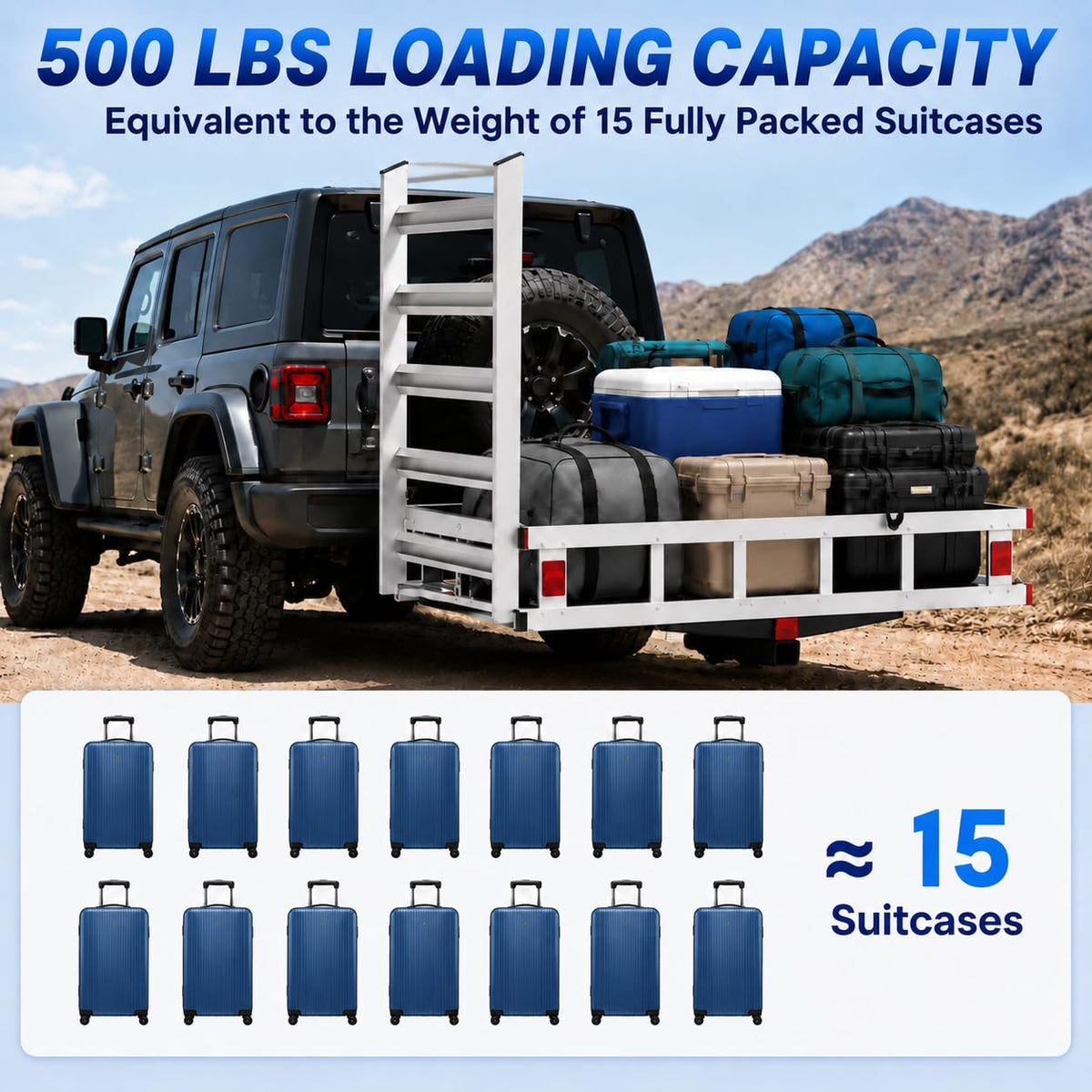 50x29.5x9 Inch Aluminum Hitch Cargo Carrier B3131
