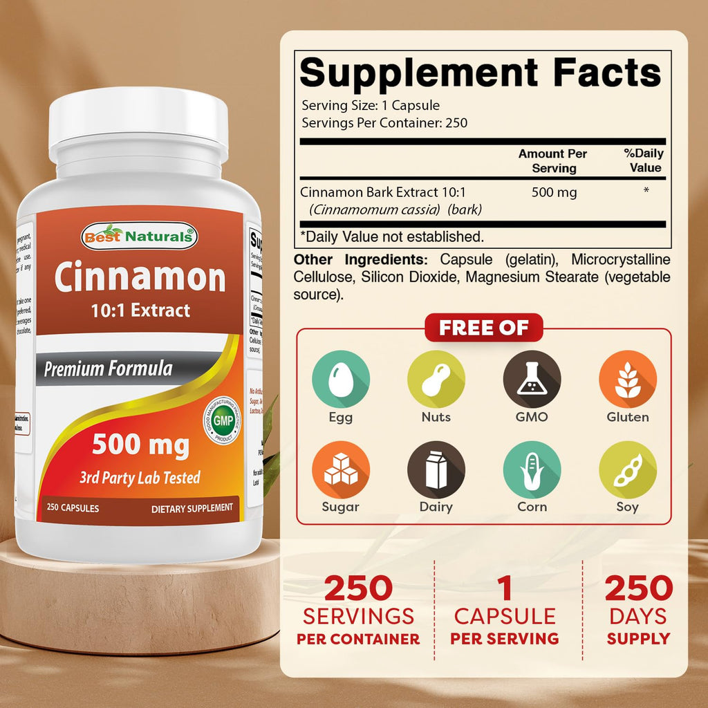 Cinnamon 500 mg 250 Capsules X5926
