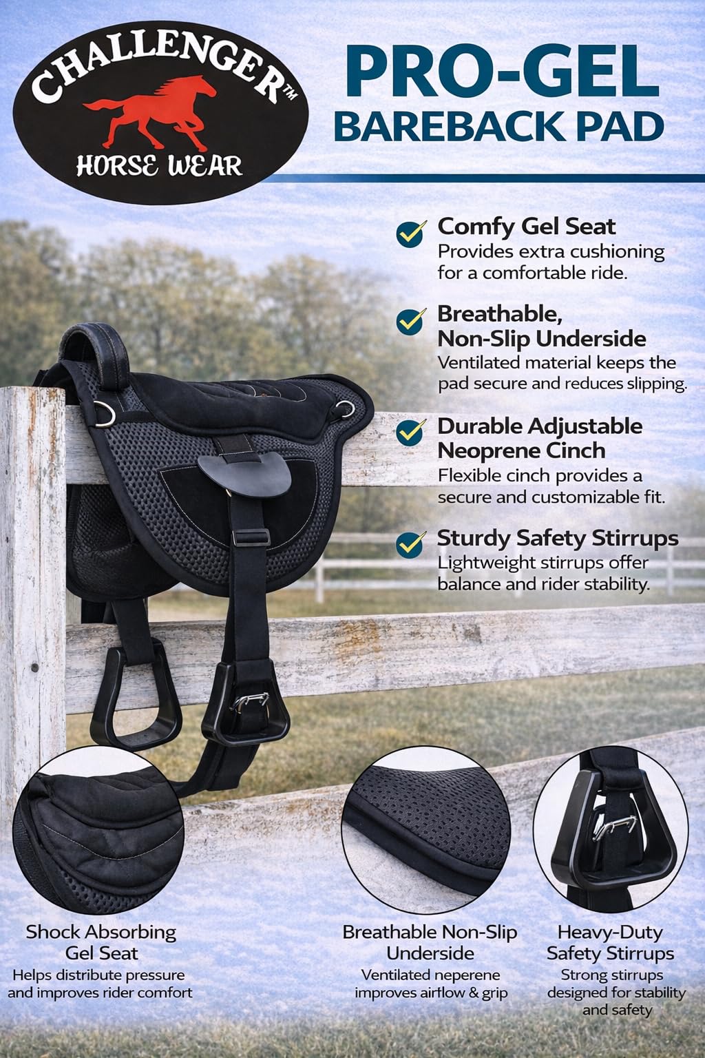 Lightweight Breathable Neoprene Horse Saddle Pad U415