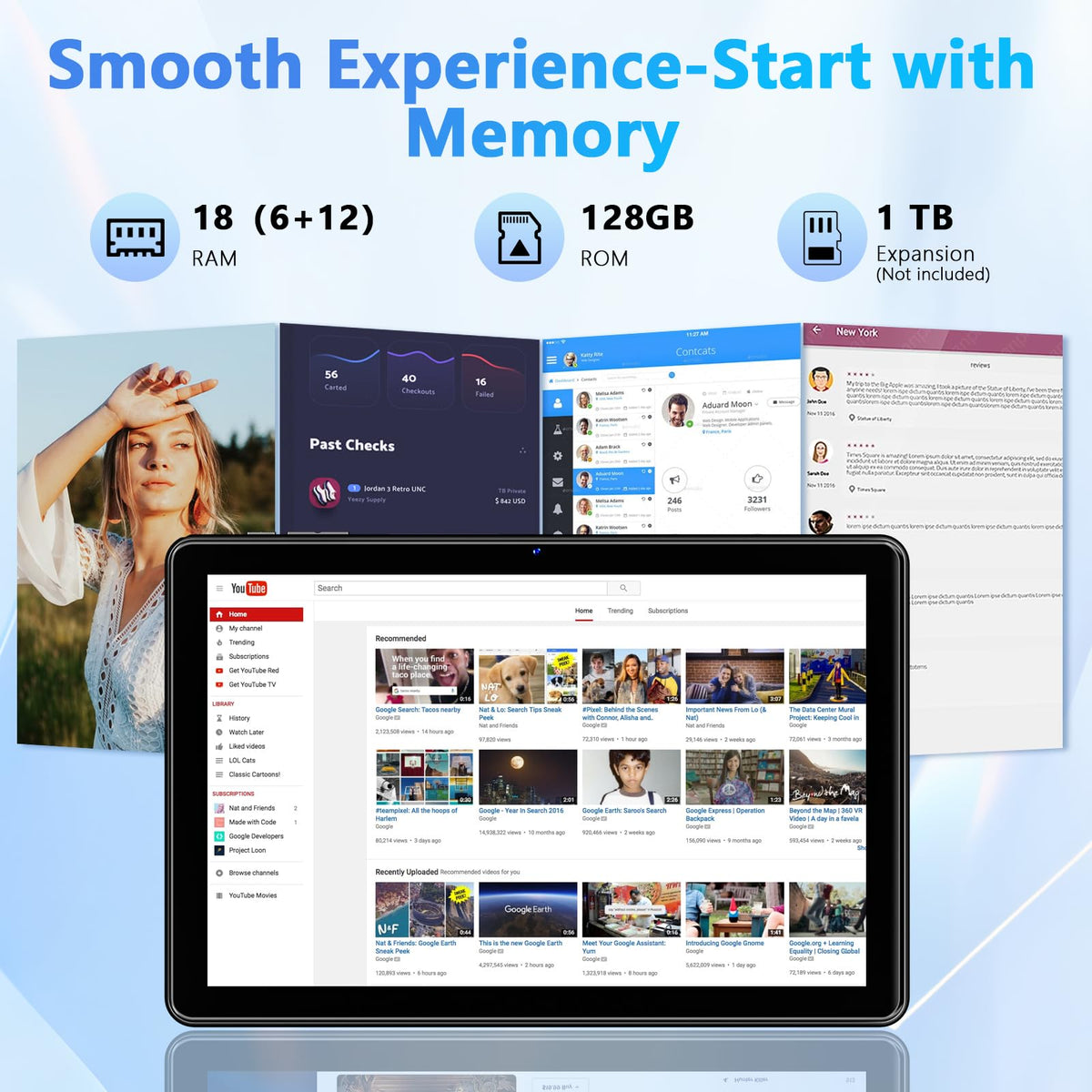 10 Inch Android Tablet with 18GB RAM 128GB ROM U995