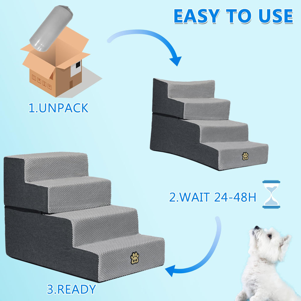 4-Step Foam Dog Stairs, 18-Inch, Gray T489
