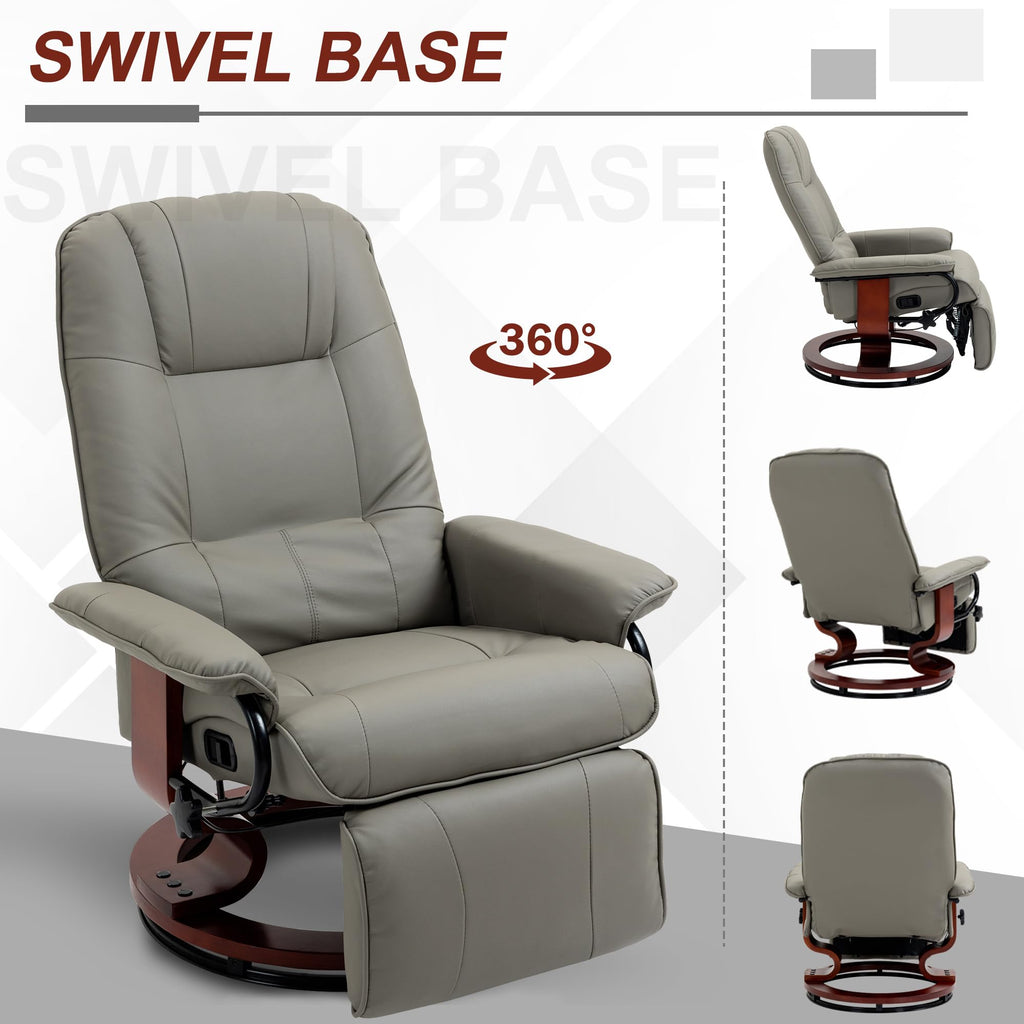 Gray PU Leather Swivel Recliner Chair S4903