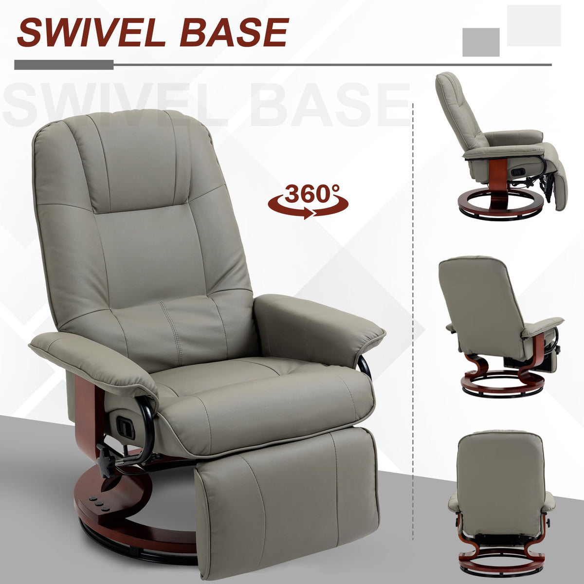 Gray PU Leather Swivel Recliner Chair S4903