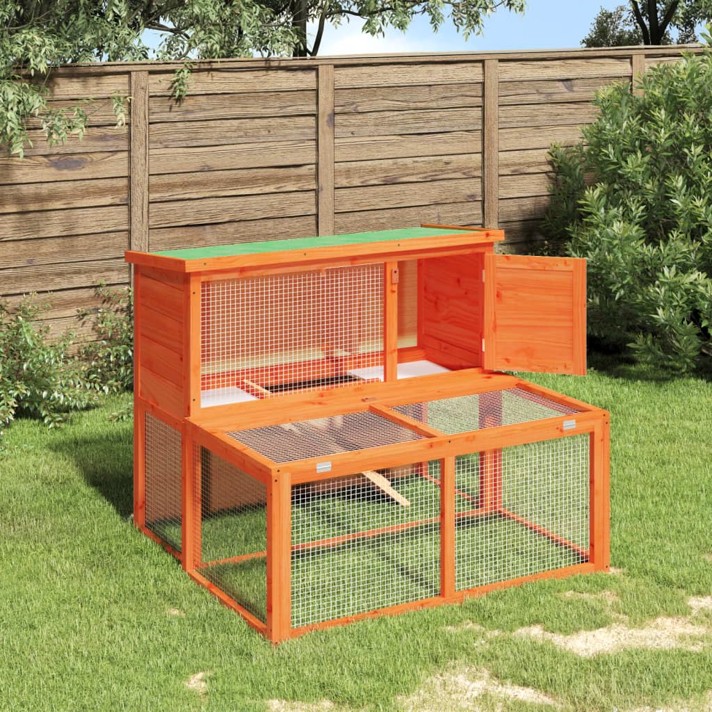 Wooden Rabbit Hutch 2-Tier Small Animal Cage E33697