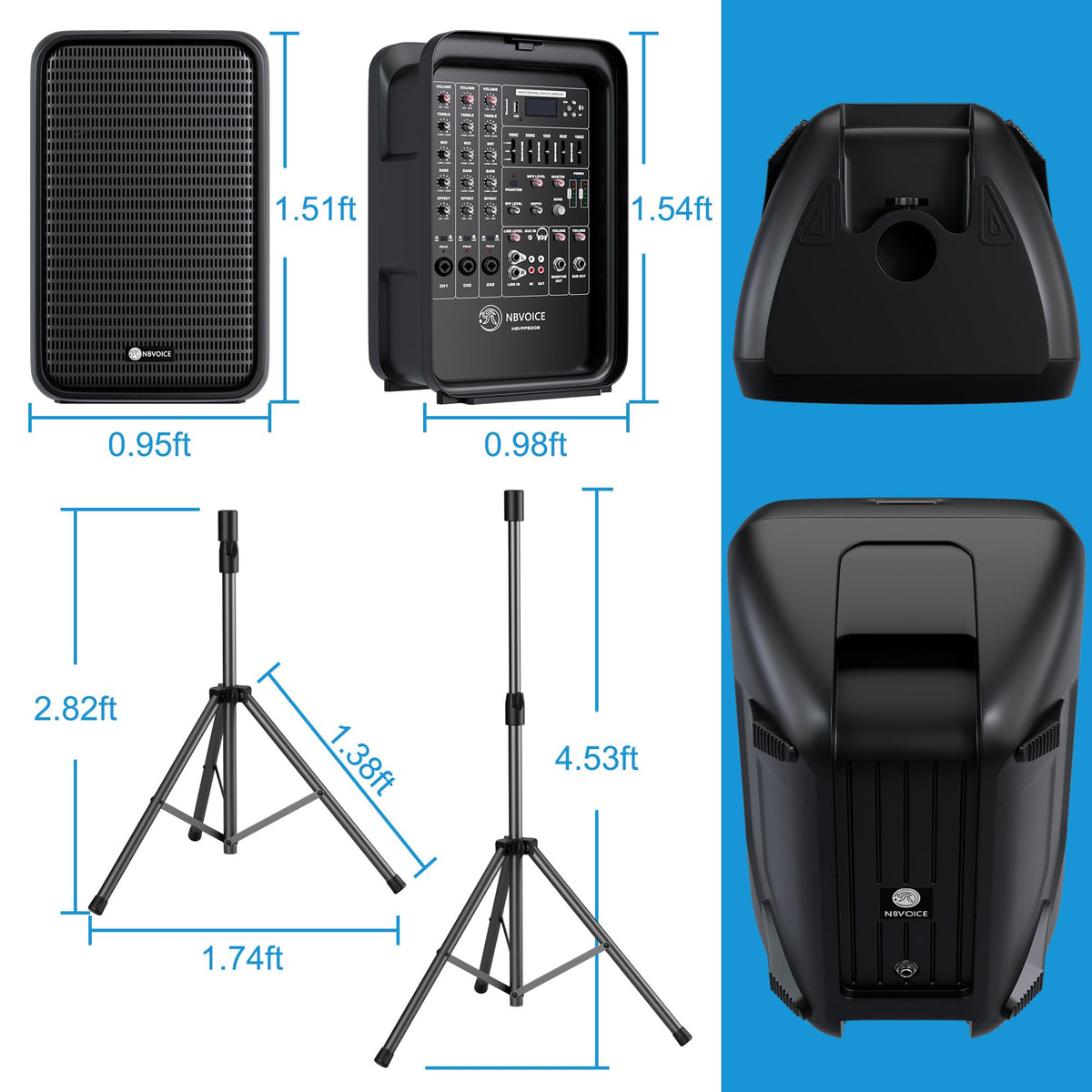 Portable All-in-One 2-Way PA System with 8-Channel Mixer H7124