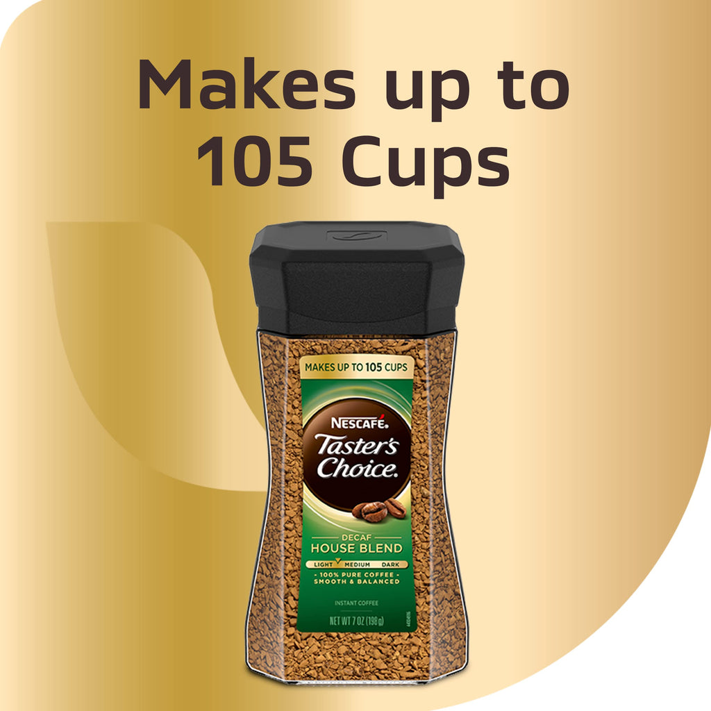 Decaf Light Medium Roast Instant Coffee 7 Ounce Glass Jar Pack of 3 O5209