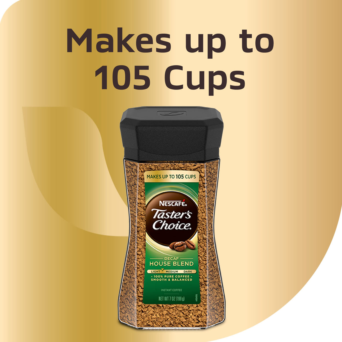 Decaf Light Medium Roast Instant Coffee 7 Ounce Glass Jar Pack of 3 O5209