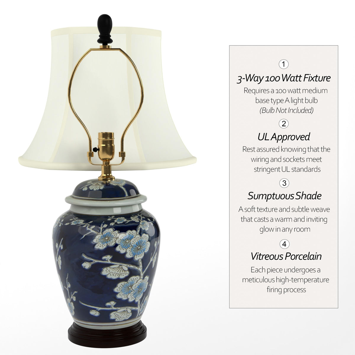 22" Blue Cherry Blossom Lamp L529