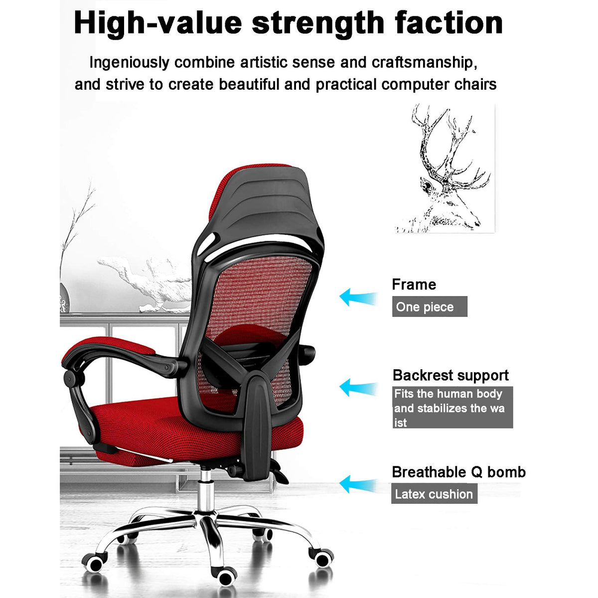 Orange Height Adjustable Mesh Ergonomic Office Chair V660